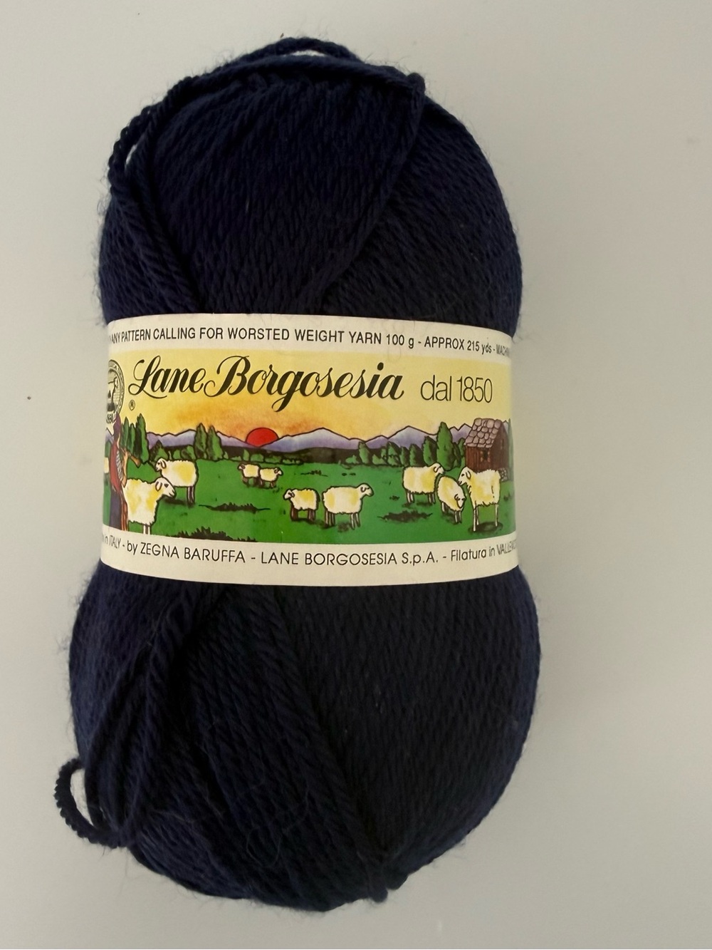 Lane Borgosesia dal 1850 Yarn Virgin Wool Italy Navy Blue #1823 3.3Oz/ 215 Yds